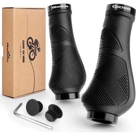 Ergonomische Fahrradgriffe mit Doppelklemmung, rutschfest, 22.2mm, für MTB, Schwarz (1/5)