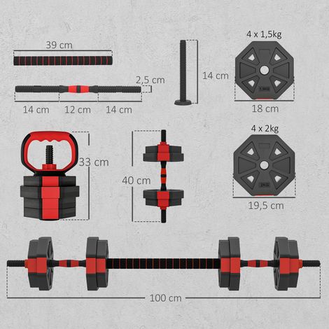6-in-1 Hantelset Kurzhantel Set Kurzhanteln Langhanteln verstellbar 15 KG für Krafttraining Zuhause (1/5)
