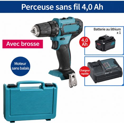 Perceuse-visseuse sans fil 12V DF333 mandrin 10 mm 4.0 Ah 1 batterie 1 chargeur rapide 1.2 kg colis 60 × 40 × 15 cm 3 kg – Livraison gratuite
