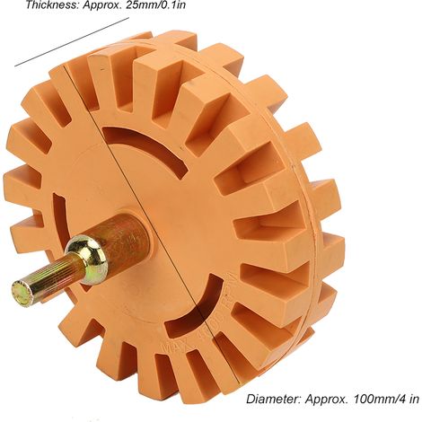 Roue pneumatique en caoutchouc de 25 mm de diamètre et de 4 pouces pour enlever l'adhésif et la peinture, et disque d'enlèvement d'adhésif. (1/5)