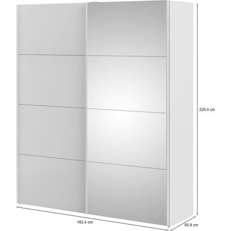 Dmora - Armario 2 puertas Eulalie, Muebles de dormitorio, Vestidor, Armario de ropa, 182x61 h220 cm, Blanco brillante