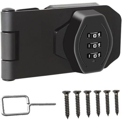 Loquet sans clé, serrure à combinaison à 3 chiffres avec bouton tournant pour armoire, porte coulissante de sécurité pour p (1/4)