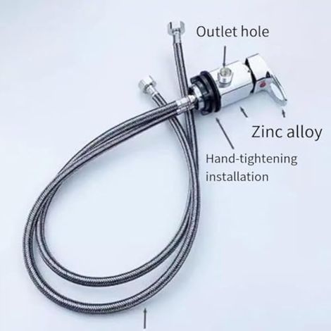Mitigeur de douche pour camping-car, robinet de douche avec flexible de sortie de 80 cm (31,5 pouces), interface standard de 1/2 pouce pour camping-cars et caravanes (noir) (1/3)