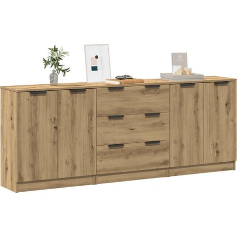 Sideboards 3 Stk. Artisan-Eiche 60x30x70 cm Holzwerkstoff