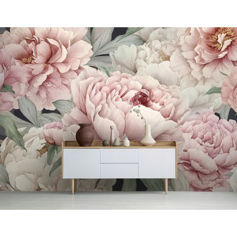 Fototapete Blumen Pfingstrosen Rosa, für Wohnzimmer und Schlafzimmer, 150 x 105 cm – Komplettset inkl. Kleister & Anleitung (1/5)