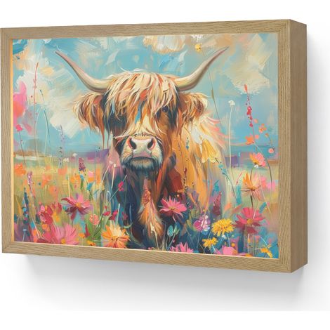APPLIQUE DA PARETE Highlander scozzese - Natura - Colorato - Fiori 40x30 cm (1/5)