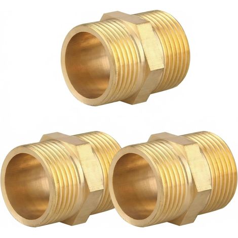 Mamelon double G1/2" (Ø 20mm) laiton mâle,4 pièces hexagonal G1/2"M/M,Raccord de jonction 2 x M Raccord fileté,Double mamelon Raccords en convient pour l'eau potable Double Mâle/Mâle G3/4" (1/5)