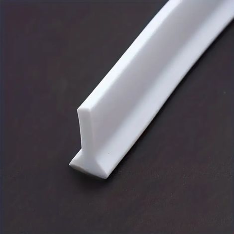 Packung T-förmige Duschraum-Wasserrückhalteleiste, wasserdichte und flexible Sockelleiste – 1 m x 1,6 mm x 30 mm – Weiß (1/5)