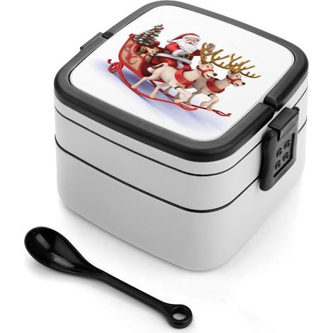 Boîte à bento en forme de traîneau du Père Noël, empilable avec (1/5)