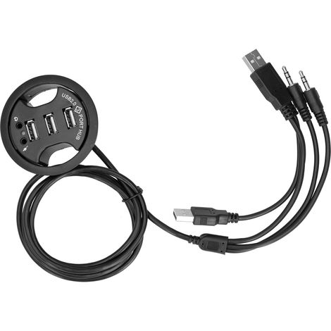 Hub USB 3 Ports Rond Bureau Ordinateur Multiprise Rapide avec Prise Audio 3.5mm pour PC Micro Téléphone (1/5)