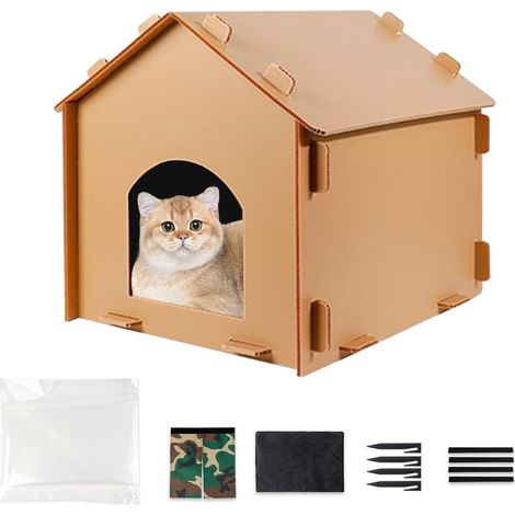 Maison pour Chat d'Extérieur Cave pour Animaux Résistante À l'eau Cabane (1/5)