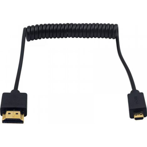 Câble micro HDMI vers HDMI, câble spirale HDMI vers micro HDMI, micro HDMI mâle vers HDMI mâle ultra fin et flexible pour 1080p, 4K, Ultra HD, 3D, Ethernet (1,2 m) (1/5)