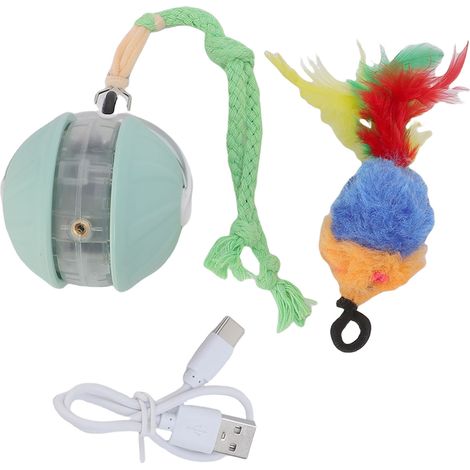 Jouet interactif pour chat, balle automatique, mobile, lancer, animal de compagnie intelligent, avec corde, pour chien, jeu vert (1/5)