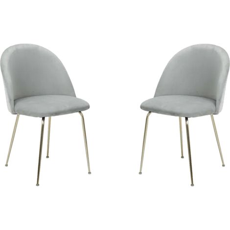 Sedia poltroncina in velluto Grigio Chiaro con gambe in metallo Oro - PARIS 2 sedie (1/5)