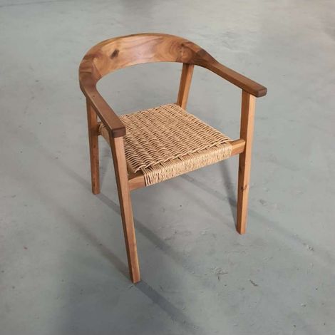 Domo Mea Poltrona Tropea Intrecciata in Legno di Acacia 59x63 H74 cm per Giardino e Terrazzo (1/5)