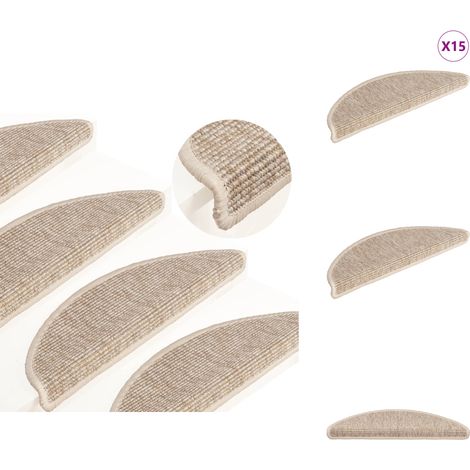 Selbstklebende Treppenmatten 15 Stk. 56x17x3 cm Hellbeige - Treppenmatte - Teppich Für Treppen - Trittschutz - Rutschfeste Matte - Treppenläufer (1/5)