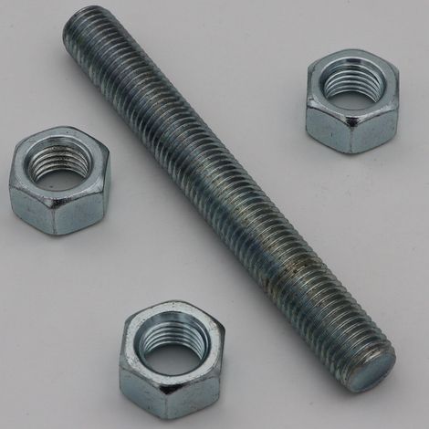 KIT 1 Filet M16X130 Avec 3 Ecrou M16 Acier zingué-10 pièces