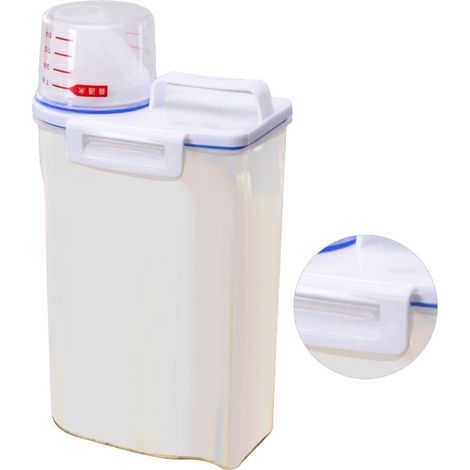 Boîte à riz portable et compacte d'une capacité de 2 kg, en plastique PP de qualité alimentaire, hermétique et transparente. (1/5)