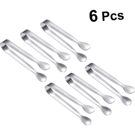 Lot de 6 pinces à glace, pinces à sucre, pinces à glace, ,argent (1/4)