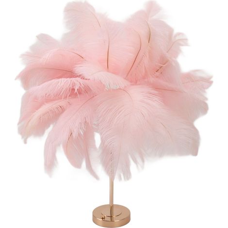Lampe de table en plume rose, 3 couleurs, variateur tactile, USB, moderne et romantique, luminaire de chevet pour chambre (1/5)