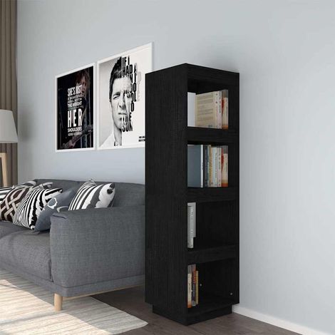 vidaXL Estantería/divisor espacios madera de pino negro 40x35x135 cm (1/4)