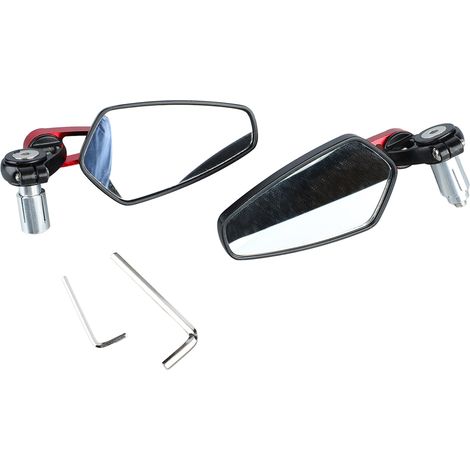 Rétroviseur Moto 360° Rotatif Verre Lisse Vision Claire Universel Guidon Latéral Rouge 1 Paire (1/5)