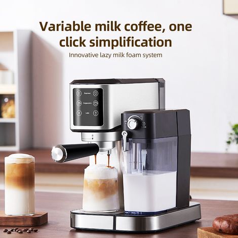 Elektrische Kaffeemaschine mit automatischem Milchaufschäumsystem, 1350 W, 20 bar, mit Filterhalter, Einzel- und Doppeldosenfilter für Latte Macchiato, Espresso und Cappuccino. (1/5)
