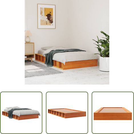 vidaXL Sommier bois - Cadre de lit sans matelas cire marron 90x190 cm bois pin massif (1/5)