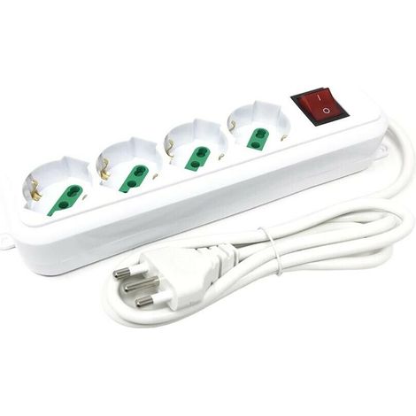 Multipresa Elettrica 4 Posti Ciabatta Scarpetta Multi Presa Spina Bipasso (1/2)