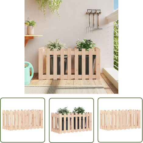The Living Store Lit surélevé de jardin design de clôture 100x50x50cm pin massif - Jardiniere - Bac À Plantation - Pot De Fleurs Extérieur - Lit Surélevé - Décoration Jardin (1/5)
