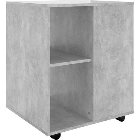 Armoire à roulettes mobile moderne rangement bureau 60 x 53 x 72 cm en bois d'ingénierie gris béton (1/5)
