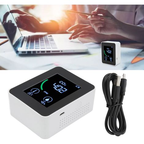 Détecteur de dioxyde de carbone intelligent 3-en-1 ZN-2CO1TB avec stockage de données Bluetooth, moniteur portable de qualité de l'air, détection de la température et de l'humidité, blanc (1/5)