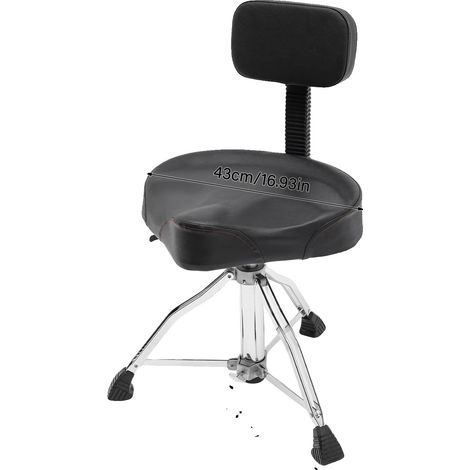 Tabouret de batterie, hauteur réglable, rotatif à 360°, noir (1/2)