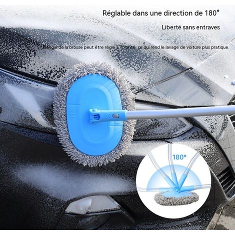 Balai de lavage voiture télescopique avec manche incliné 15°, poils souples sans rayure pour dépoussiérage carrosserie