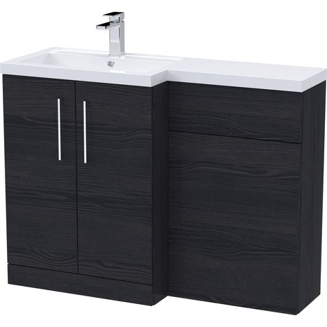 Furniture Combination Vanity Basin and WC Unit Left Hand - 1100mm x 390mm - Charcoal Black (1/5)