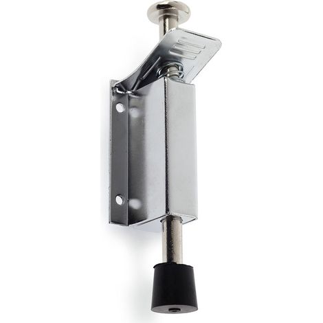 Tope de puerta para muebles oculto atornillable con acabado inox brillo. Dimensiones: 45x40x145 mm -