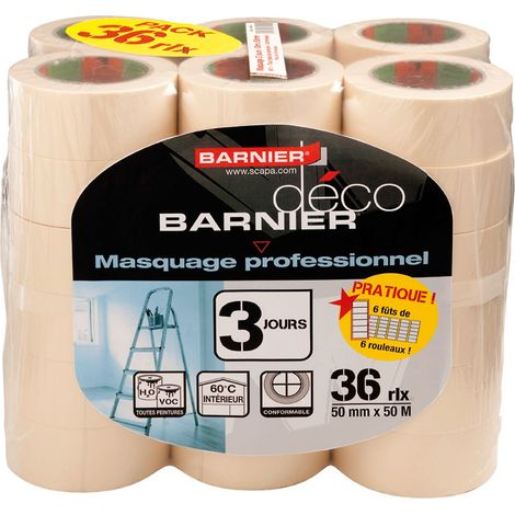 Pack de 36 rouleaux - Ruban adhésif de masquage peinture L50mm - long 50m (1/3)