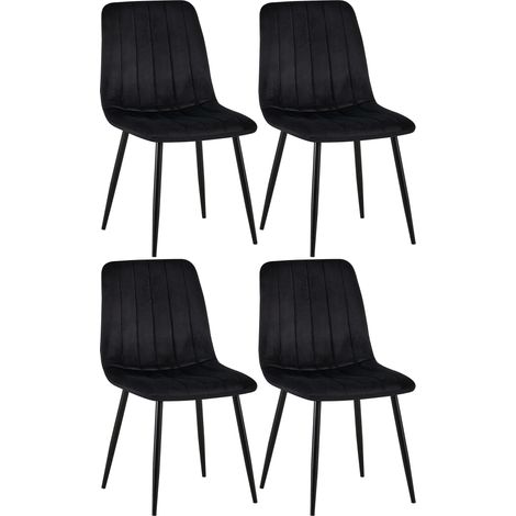 4er Set Stühle Dijon schwarz Samt