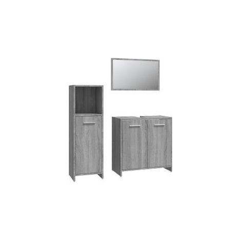 Ensemble de meubles de salle de bain 3 pcs Sonoma gris (1/5)