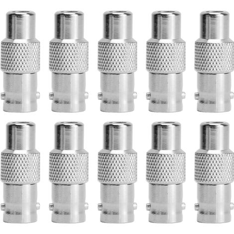 Lot de 10 adaptateurs RCA femelle vers BNC femelle pour caméras audio, vidéo et de vidéosurveillance.