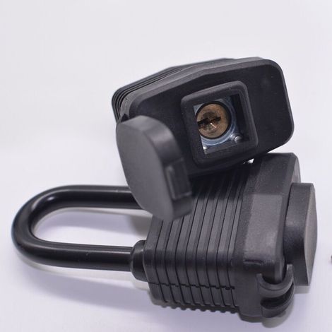Cadenas étanches à clés identiques pour une utilisation en extérieur, corps de serrure en acier laminé robuste avec revêtement en plastique, 1-9/16 pouces. Cadenas large et long, paque (1/4)