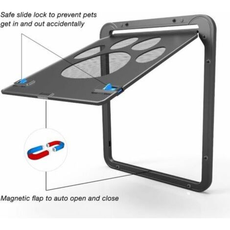 Chatiere pour Moustiquaire Facile à Installer La Liberté de Chat Verrouillable Moustiquaire de Porte pour Petit/Moyen Chat/Chien (1/4)