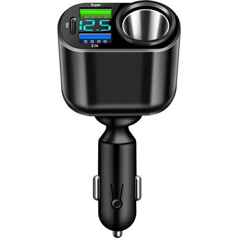 4 in 1 Auto Ladegerät Zigarettenanzünder Verteiler Adapter Splitter, 186W Car Charger 90W KFZ Autoladegerät Zigarettenanzünder 3.1A Dual USB Schnellladung PD 30W Type C Port für iPhone GPS Dash Kamera