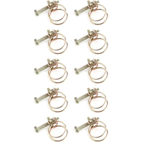 Collier de serrage double fil métallique pour tuyau d'eau, pince à tube, anneau de fixation 16-19mm, outil de bridage robuste (1/5)