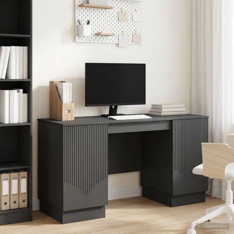 vidaXL Schreibtisch mit Regal Schwarz 142,5 x 50 x 75 cm Holzwerkstoff (1/5)