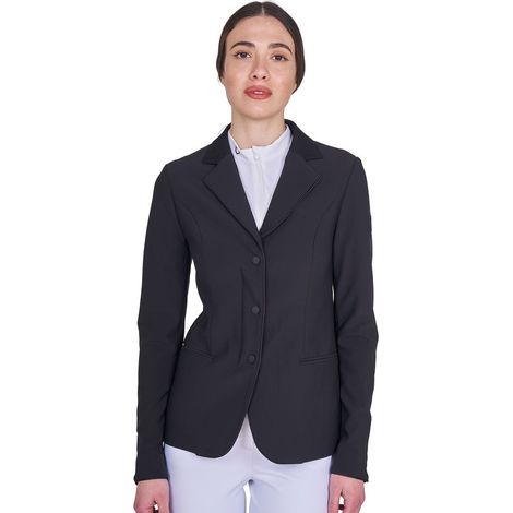 M, Blu navy: Giacca per donna da concorso con chiusura zip e tre bottoni a pressione in tessuto tecnico traspirante (1/5)