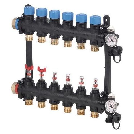Colector macho vario con caudalímetro FM - UPONOR Medidas: Ø3/4" (11 salidas)