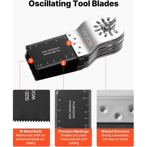 Lame Scie Oscillante Lot de 50 Lame Outil Multifonction en Bimétal, pour Outil Oscillant, Clous, Métal Tendre, Bois, Universelle Co… (1/5)