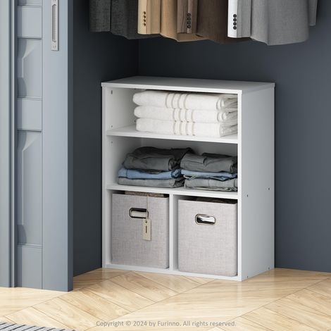 Étagère Ouverte Multifonction à 3 Niveaux pour Rangement de Vêtements et Placard, Blanc (1/5)