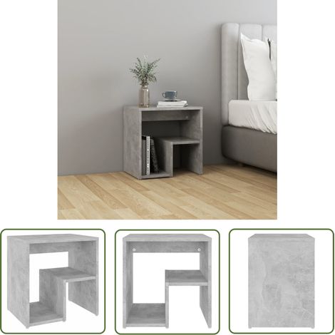 Table de Chevet, Table de nuit, pour Chambre Salon Couloir, Gris béton 40x30x40 cm Aggloméré OIB8317E (1/5)